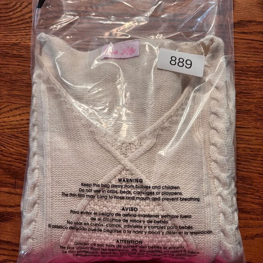 Pink‎ Lily Cropped Sweater Ivory Boho